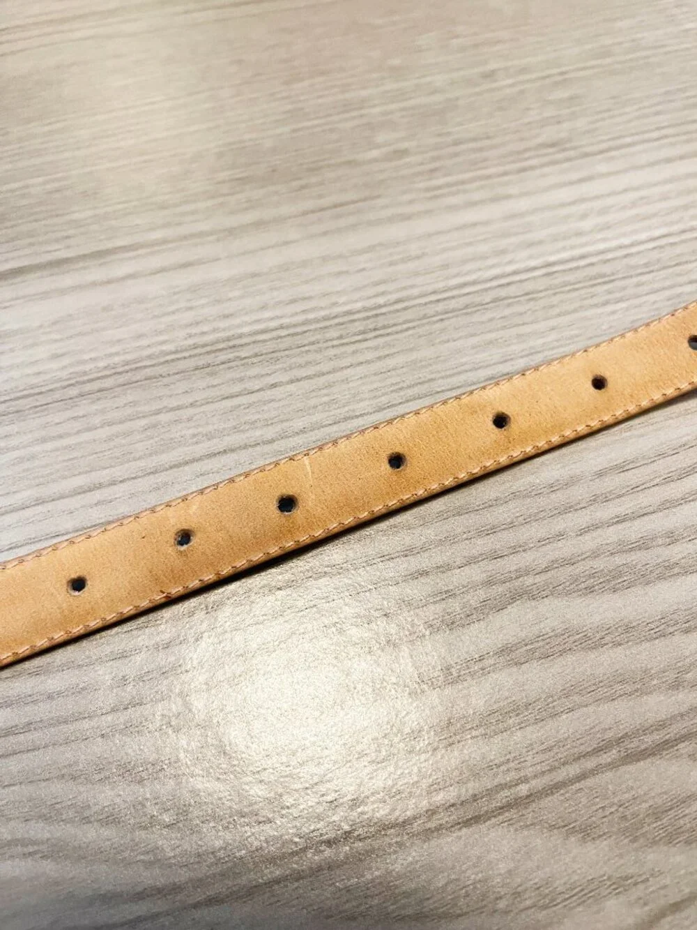 Woodward Genuine Leather Tan/ Beige Skinny Belt Gold Buckle XXL Vintage